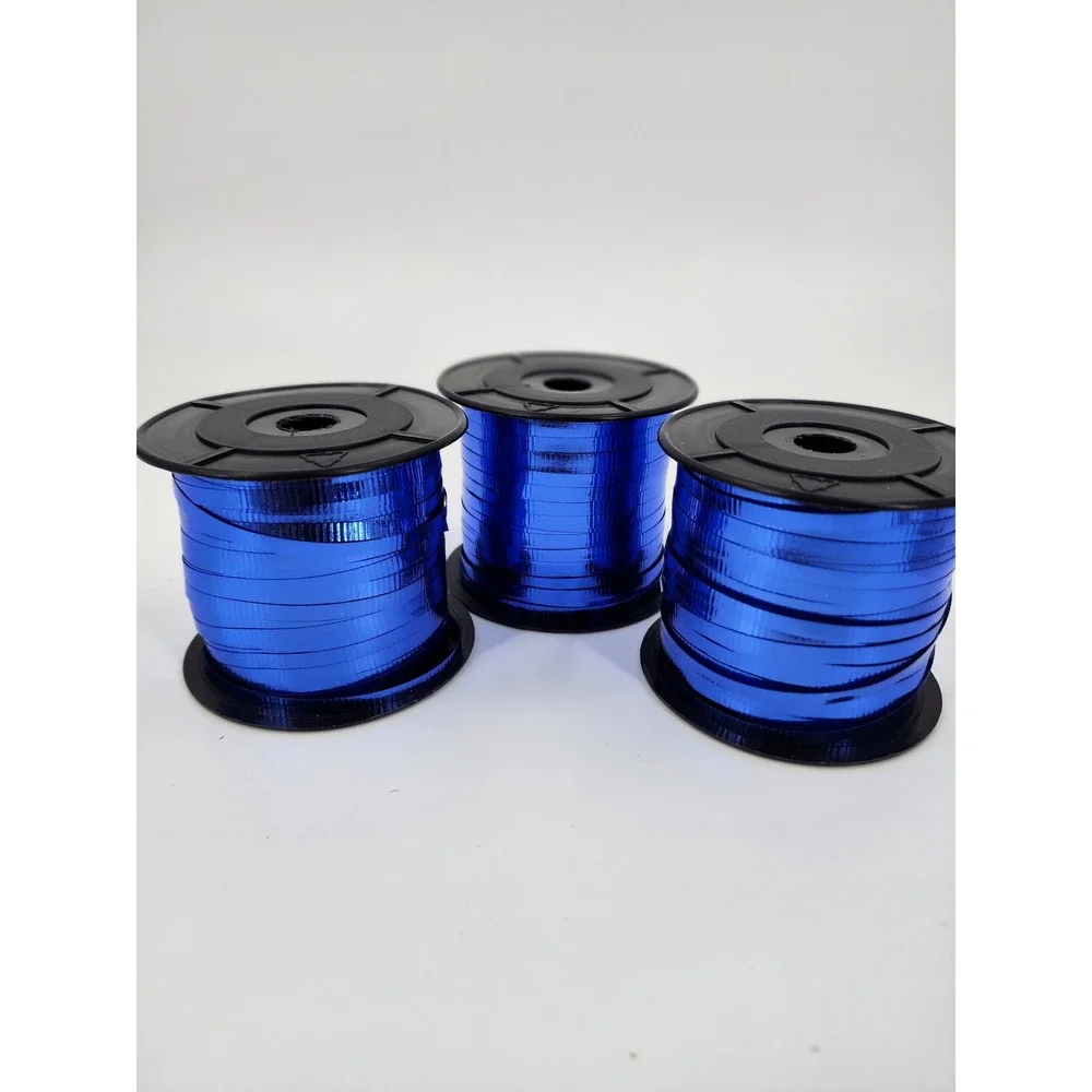 6 Pack Metallic Curling‎ Ribbon Spools Royal Blue and Silver Gift Wrap Balloon